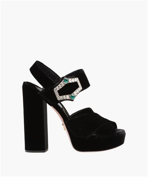 velvet prada|Black Velvet Platform Sandals .